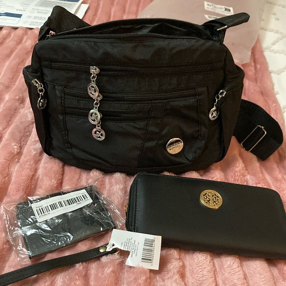 Black Crossbody Bag with Silver Accents